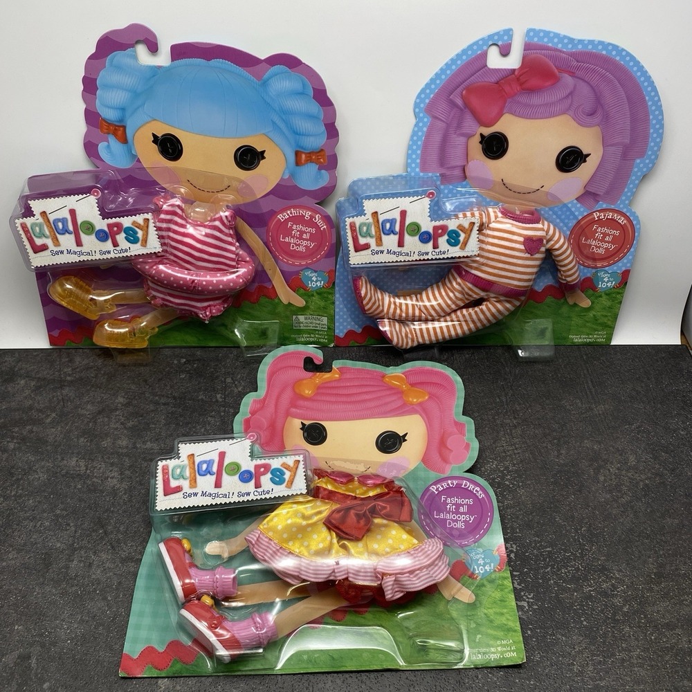 New Lot 3 Lalaloopsy Doll Outfits Clothing Party Dress Bathing Swimsuit Pajamas
